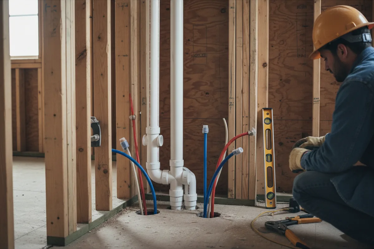 Drain and supply rough-in during Toilet Repair and Installation in Philadelphia