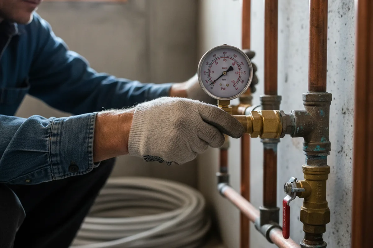 Pressure testing a repaired line during Water Line Repair in Philadelphia